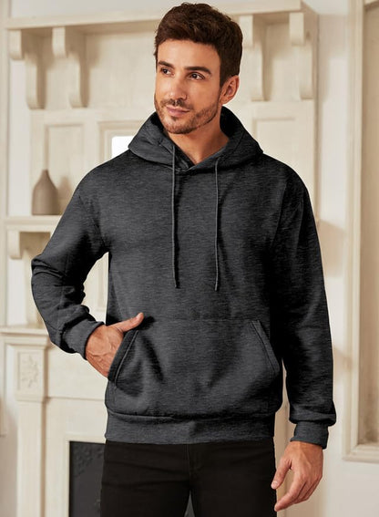 Men's Stylish Cotton Hooded Pullover Sweatshirts - Comfortable Long Sleeve Casual Shirts with Drawstring Hoodie