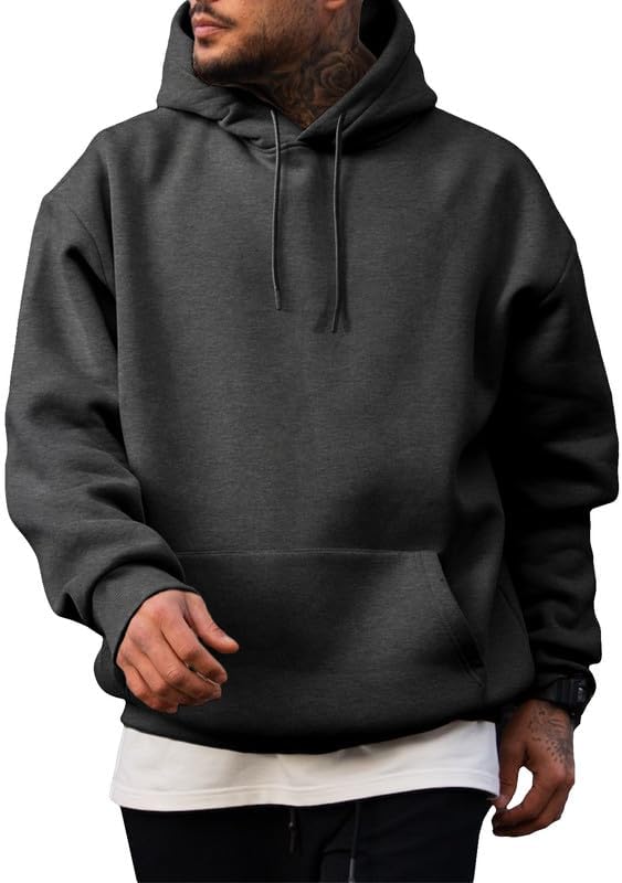 Men's Stylish Cotton Hooded Pullover Sweatshirts - Comfortable Long Sleeve Casual Shirts with Drawstring Hoodie