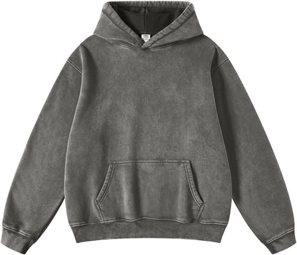 Mens Hoodies Pullover Oversized Hoodie Wash Plush Cotton Hooded Sweatshirt Vintage Heavyweight Hoodie Men Streetwear